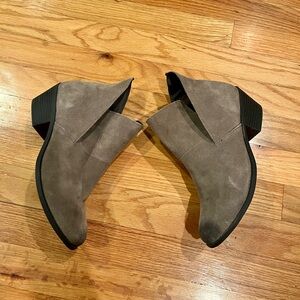 Me Too suede booties in taupe